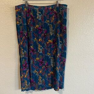 Vintage Alfred Dunner Accordion Pleated Teal Skirt With Vibrant Floral Print